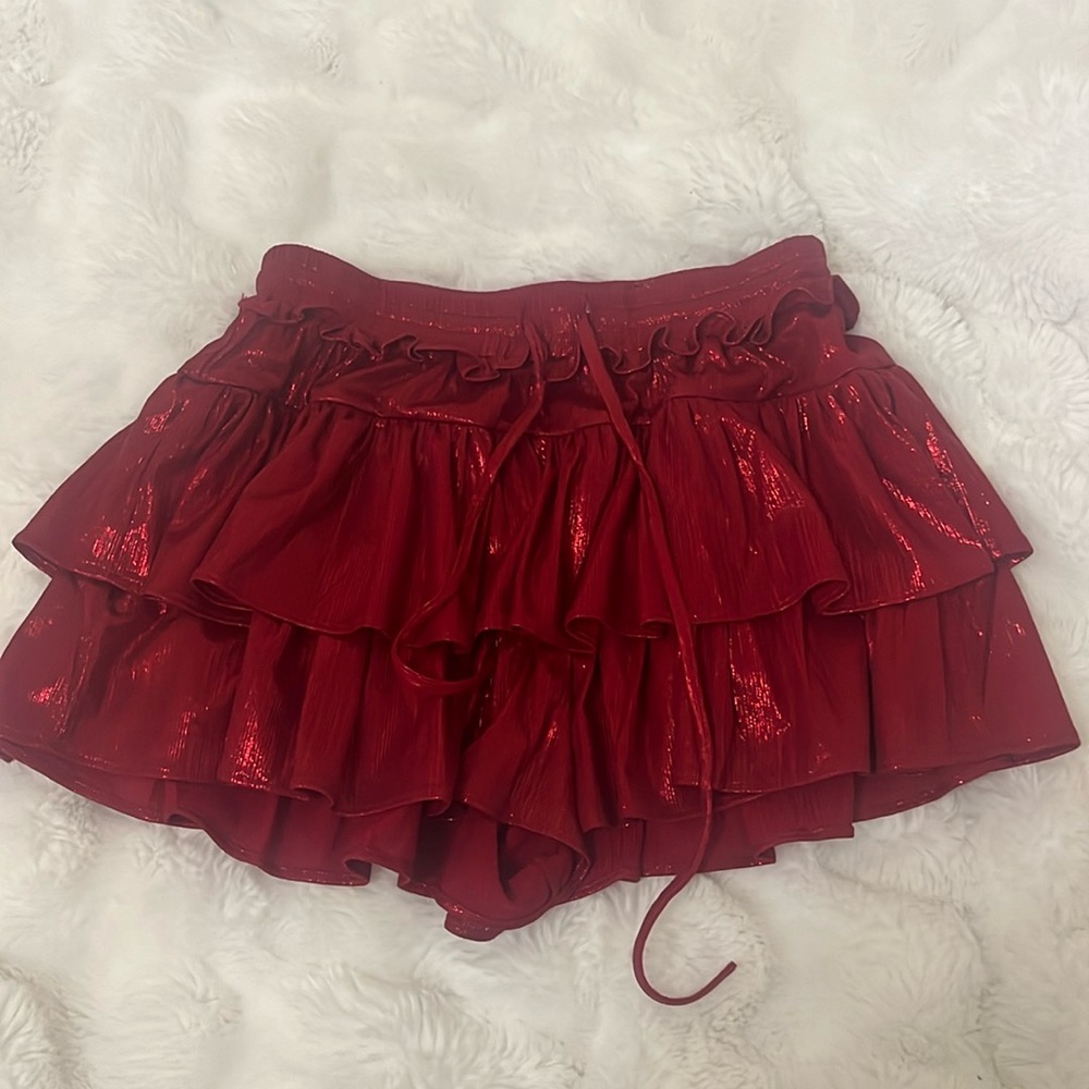 sparkly read ruffle skort